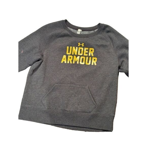 Sporty Chic! Under Armour XL Crewneck Sweatshirt - Gold Sparkle Logo (Tiny Disc - Picture 1 of 10